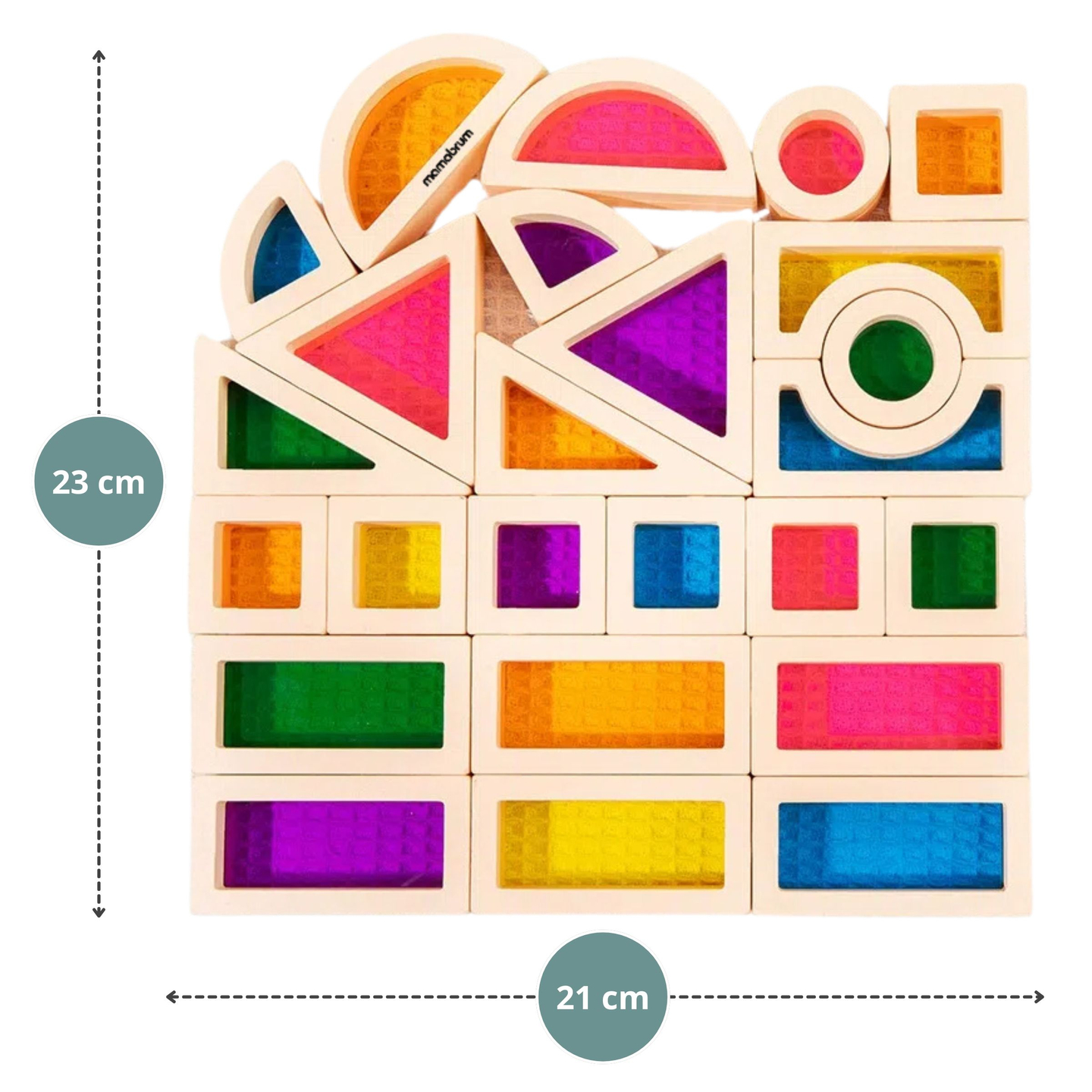 Regnbuefarvede træklodser - 25 elementer