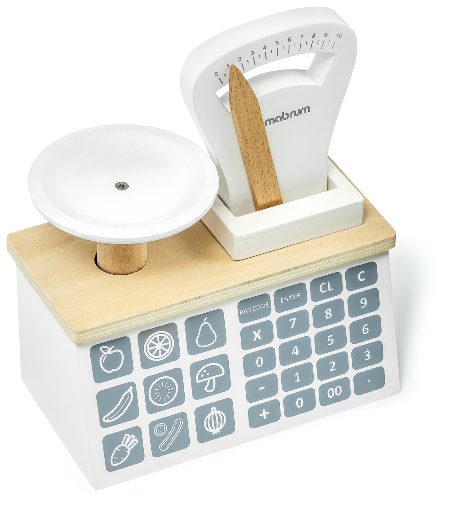 Minimarked - butik med vægte, terminal, betalingskort og frugt