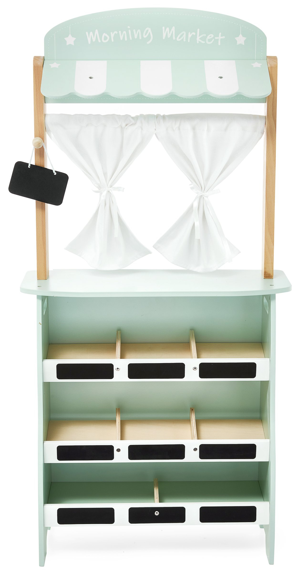 Stor træbutik - bod og teater 2 i 1 med vægt, betalingsterminal, frugt og grøntsager