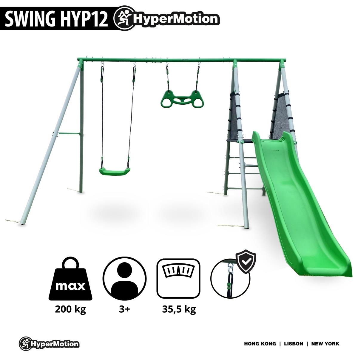 XXL havelegeplads til børn med gynge, gymnastik trapez og rutsjebane