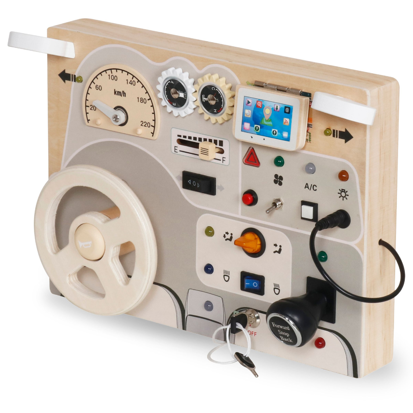 Montessori-legeplade i træ til små børn - bilens instrumentbræt