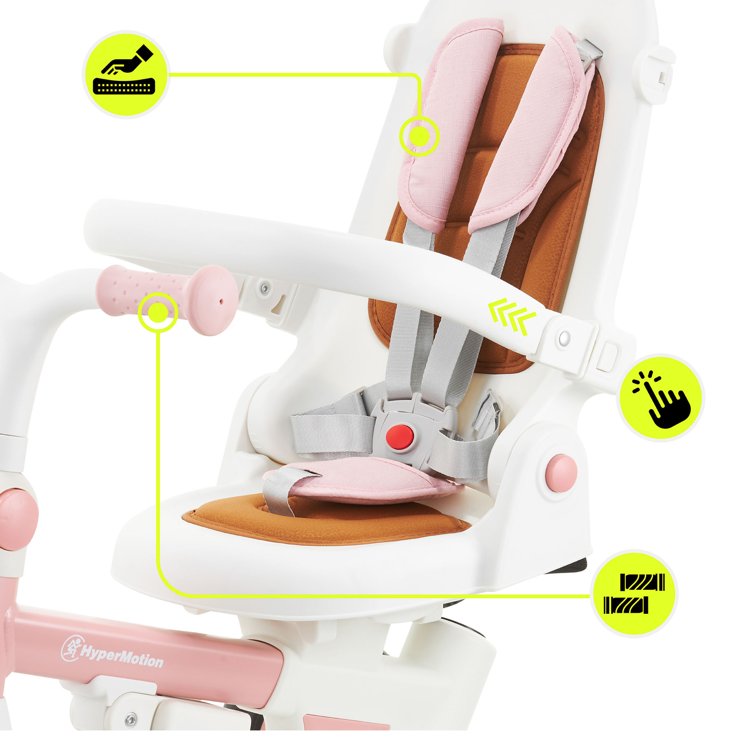 8-i-1 multifunktionel trehjulet cykel TOBI FOREST - pink