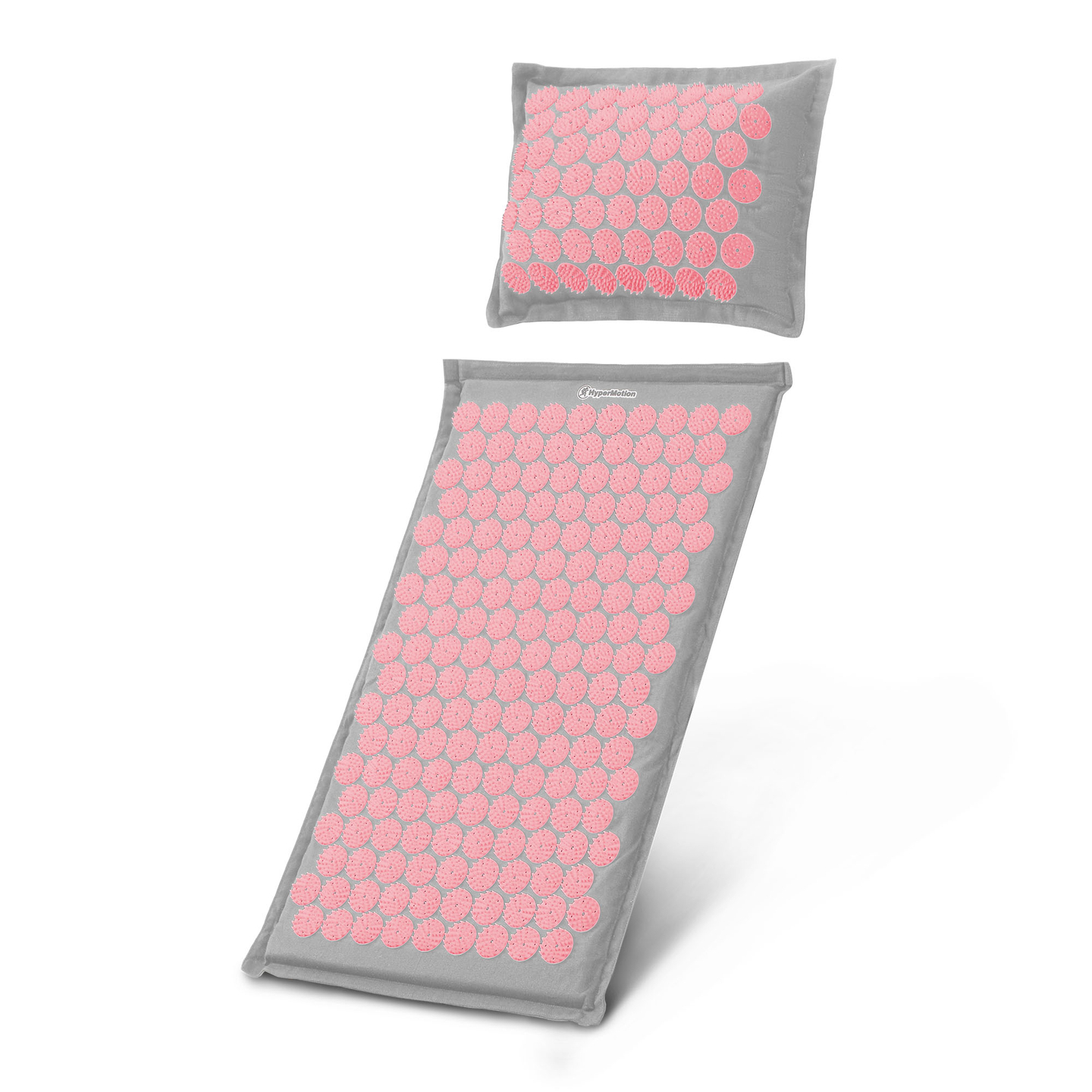 ECO akupressurmåtte i hør med kokosfibre og boghvedepude – 68 cm HyperMotion grå og pink