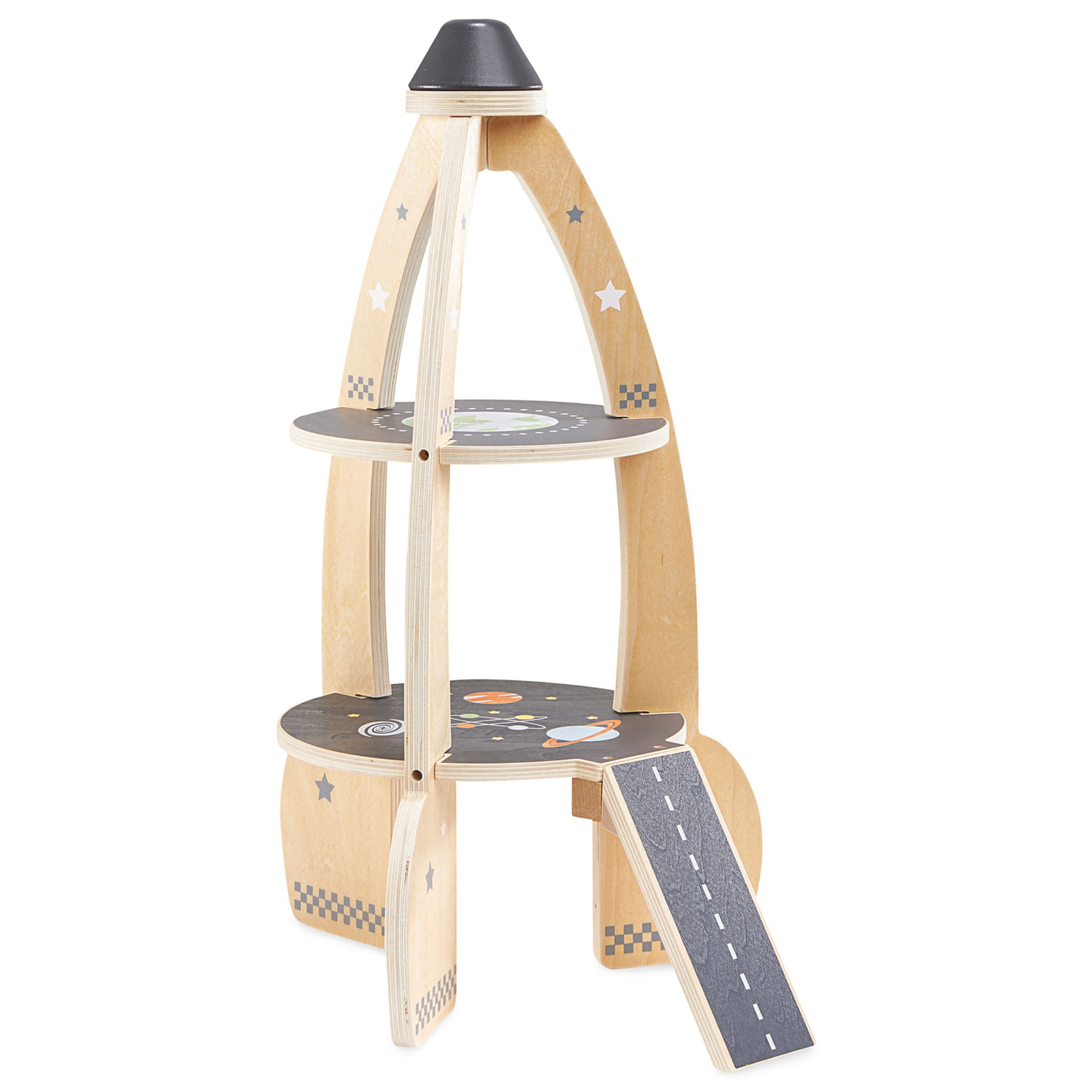 Stor rumraket i træ med tilbehør