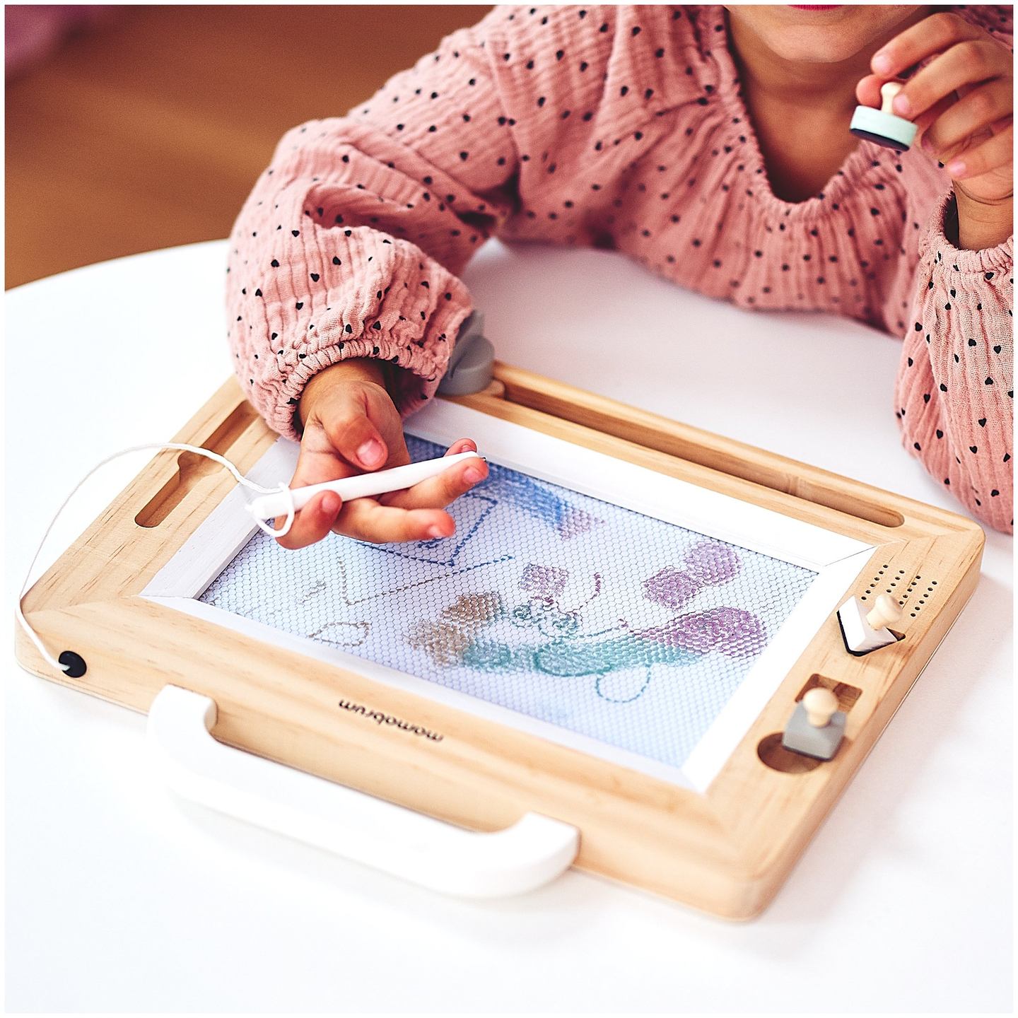 Fyldepen i træ med stempler - tegnebræt