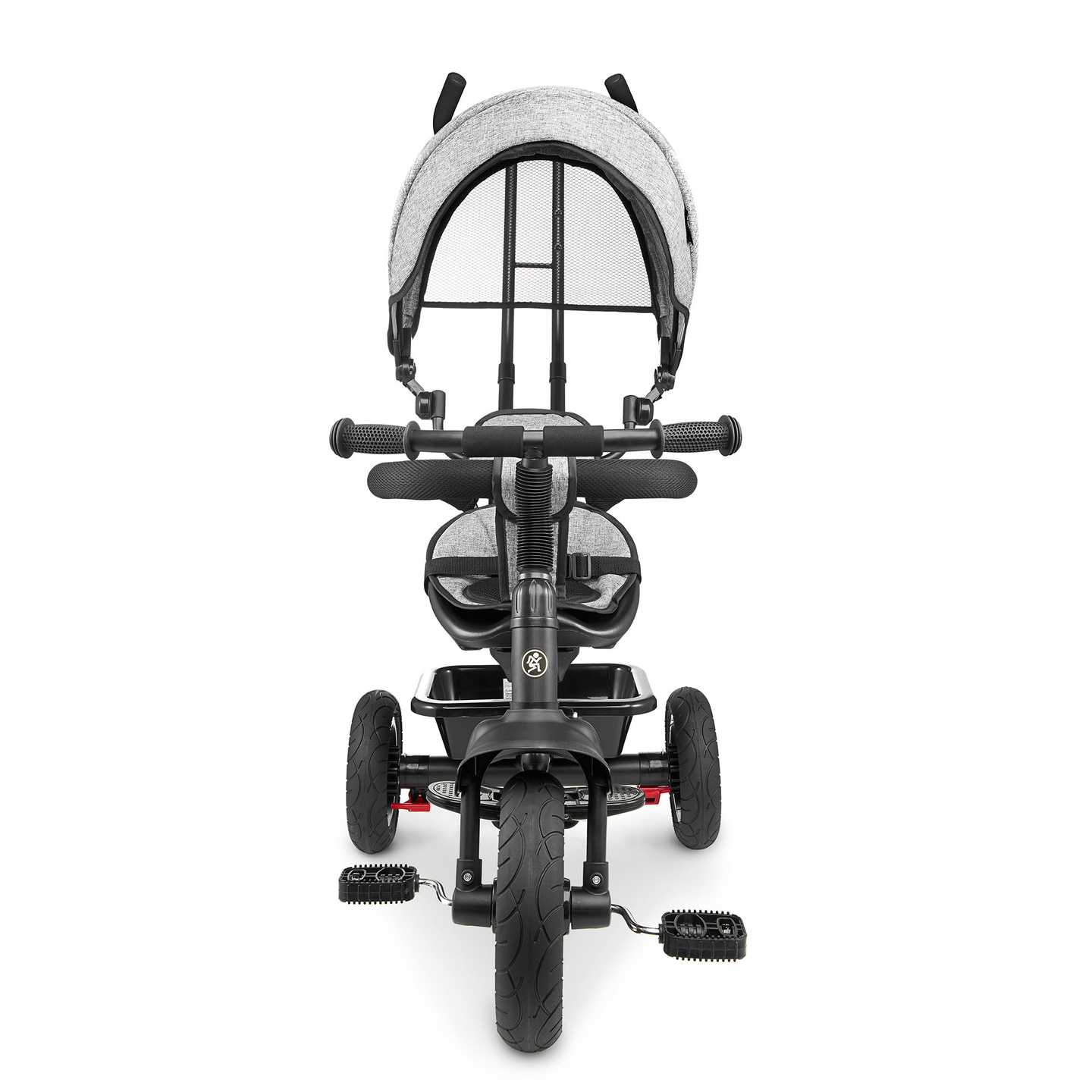 Trehjulet cykel til børn 1-4 år - TOBI FREY - grå farve - drejelig - pumpede hjul + skubber