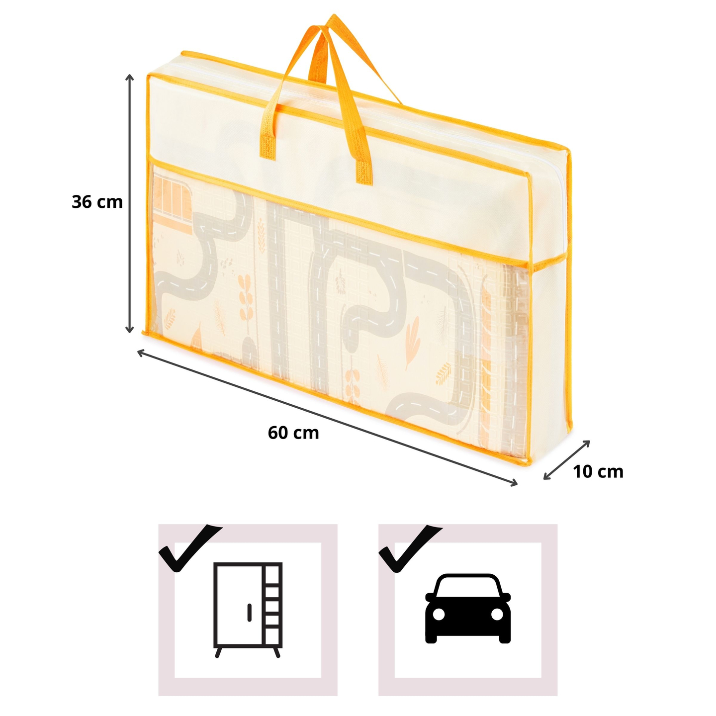 Dobbeltsidet foldbar skummåtte 180 x 120 x 1 cm - Magic Forest/Autumn Streets - boho