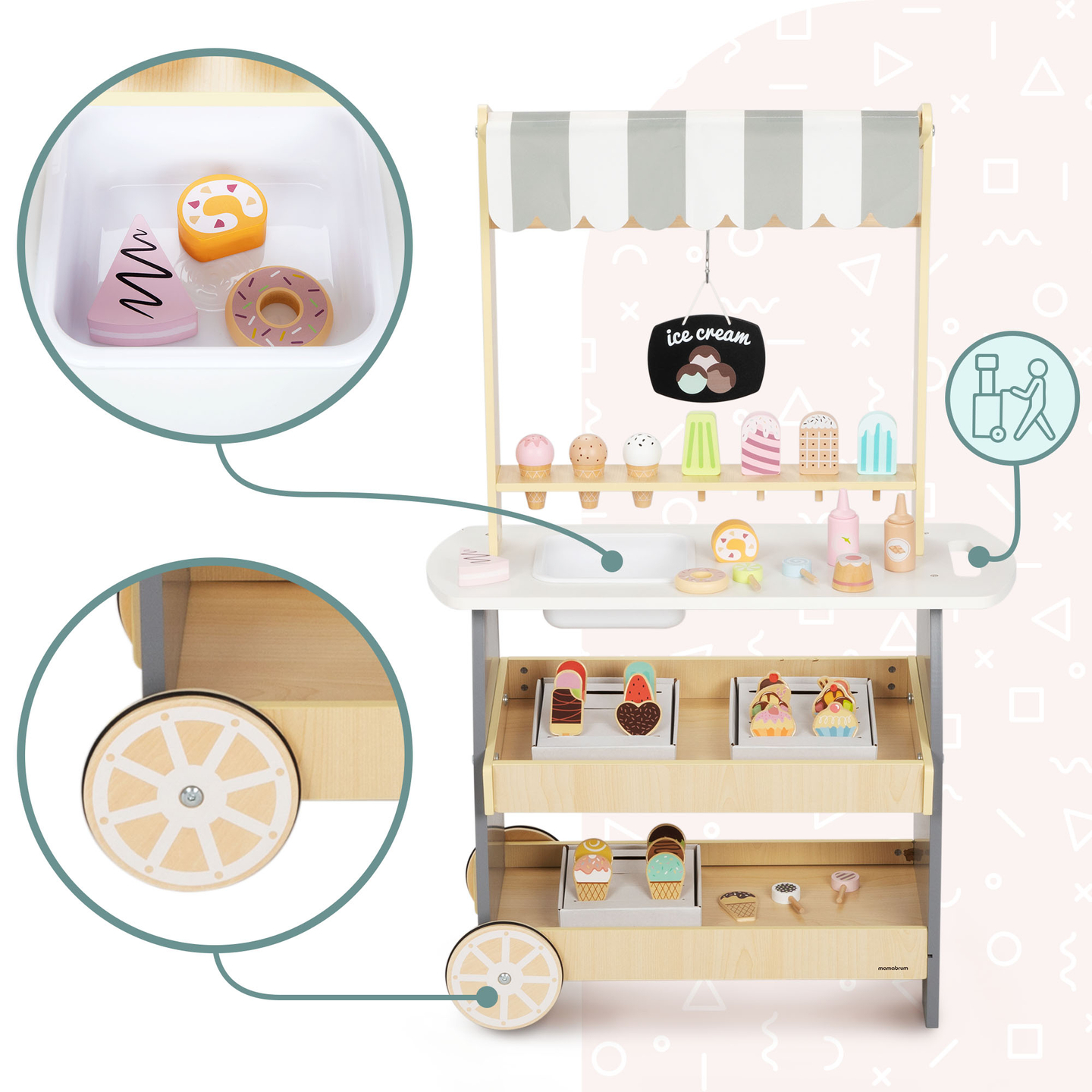 Isbar i træ på hjul - isvogn