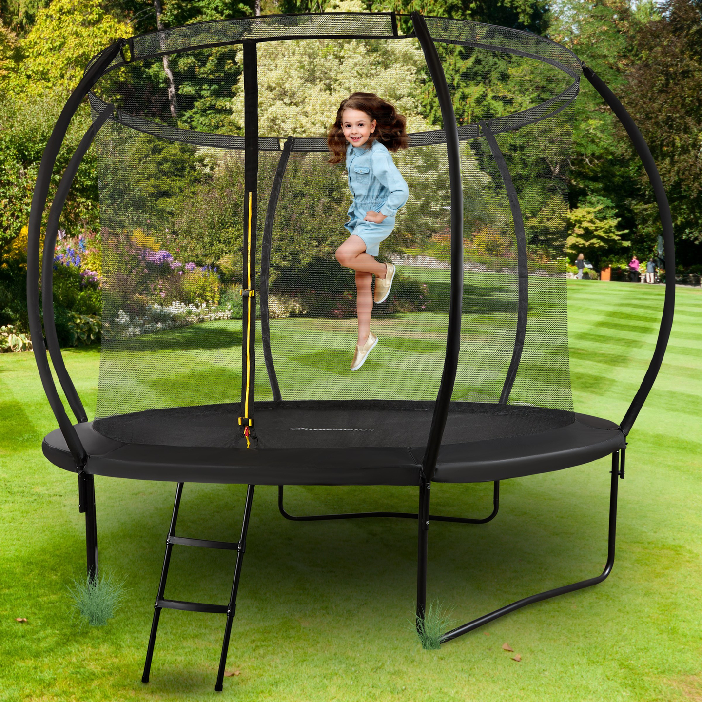 HyperMotion børne XL havetrampolin - 305 cm 10FT - med stige og indvendigt net - til hjem og have