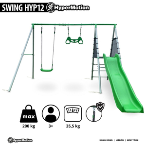 XXL havelegeplads til børn med gynge, gymnastik trapez og rutsjebane