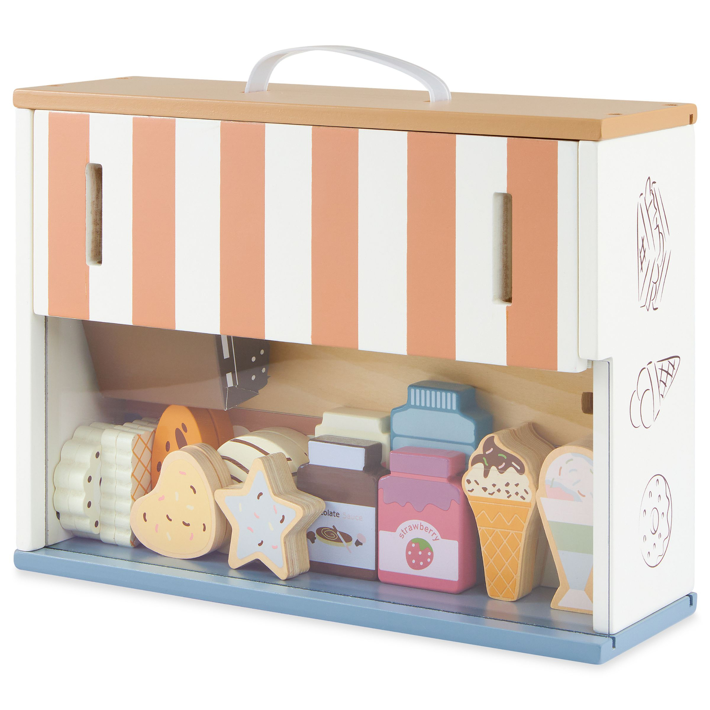 Sammenklappelig træbutik - café, konditori med tilbehør