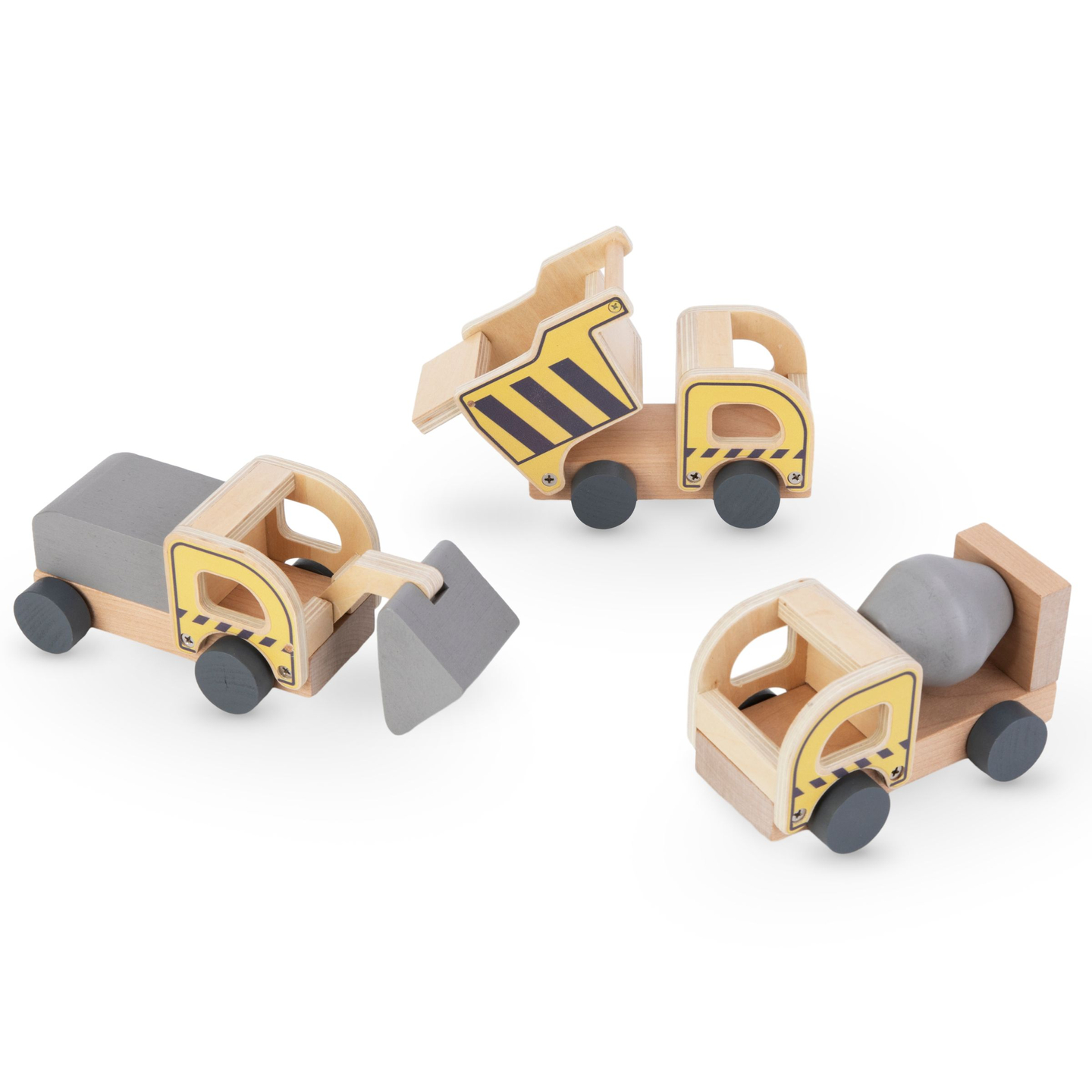 Byggeplads i træ med stor mobilkran og køretøjer, tårnkran