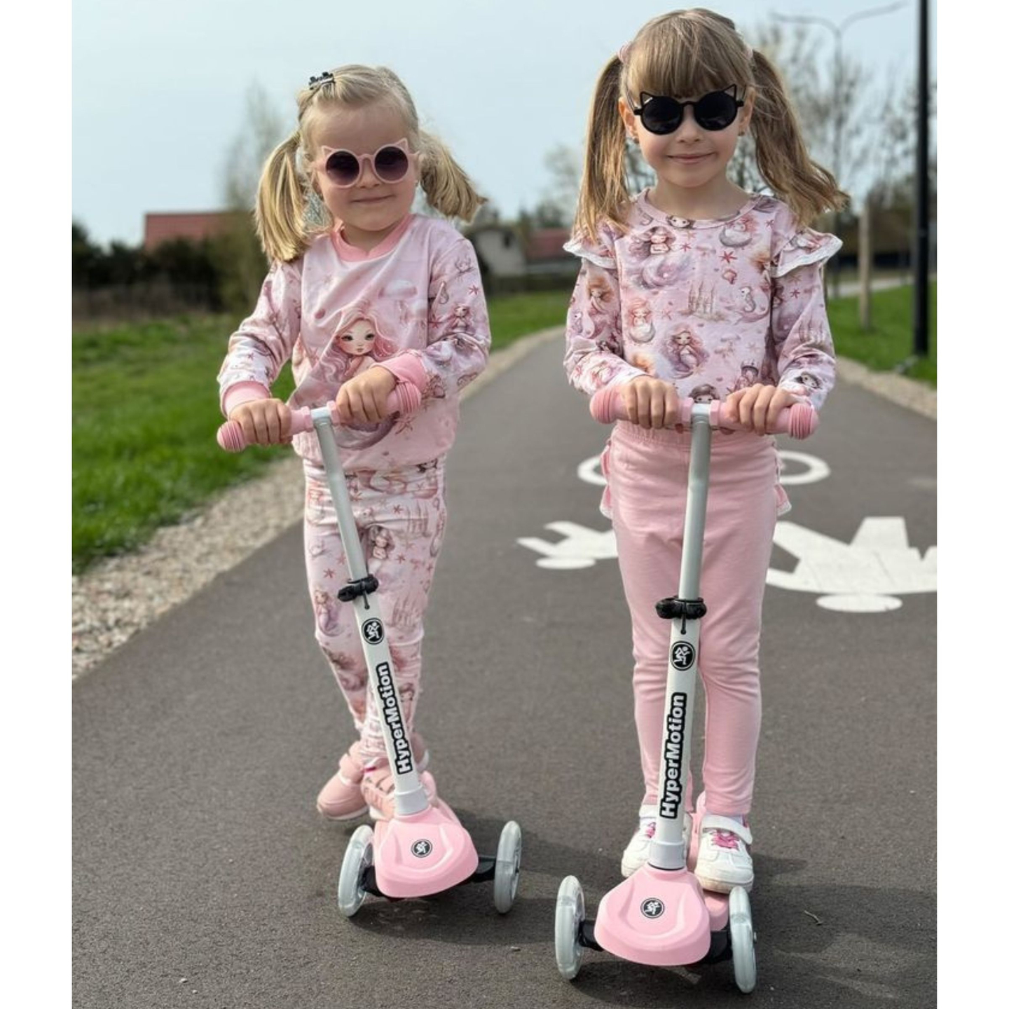 TRINGO trehjulet balancescooter, 3-8 år gammel - pink + lysende LED hjul