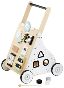 Træ, pædagogisk babywalker / klapvogn - manipulerende bræt