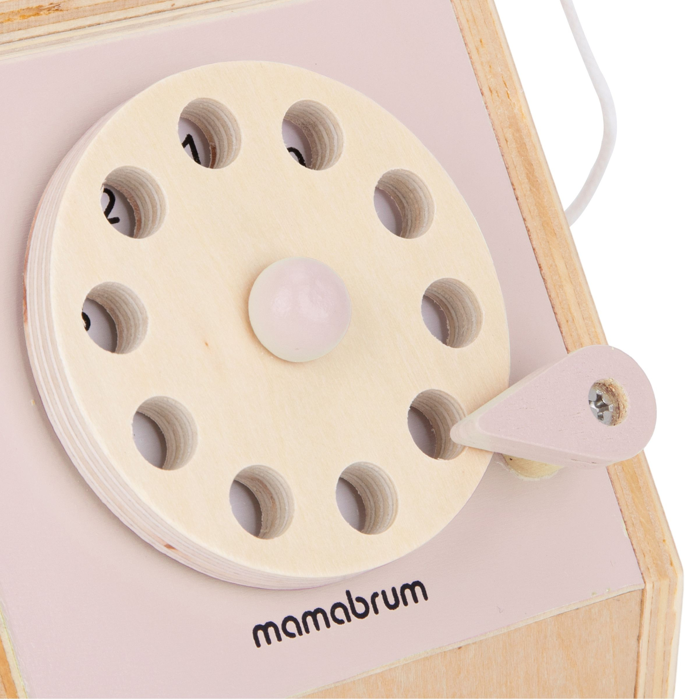 Retro telefon i træ - pastelrosa