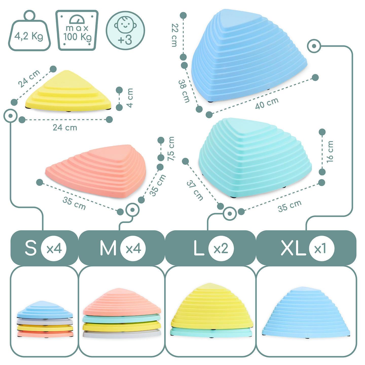 Farvede balanceringssten - 11 stk