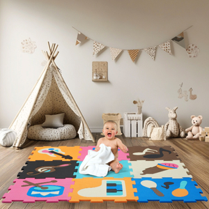 Pædagogisk puslespilsmåtte af skum 90 x 90 x 1 cm - EVA-skum - design: instrumenter