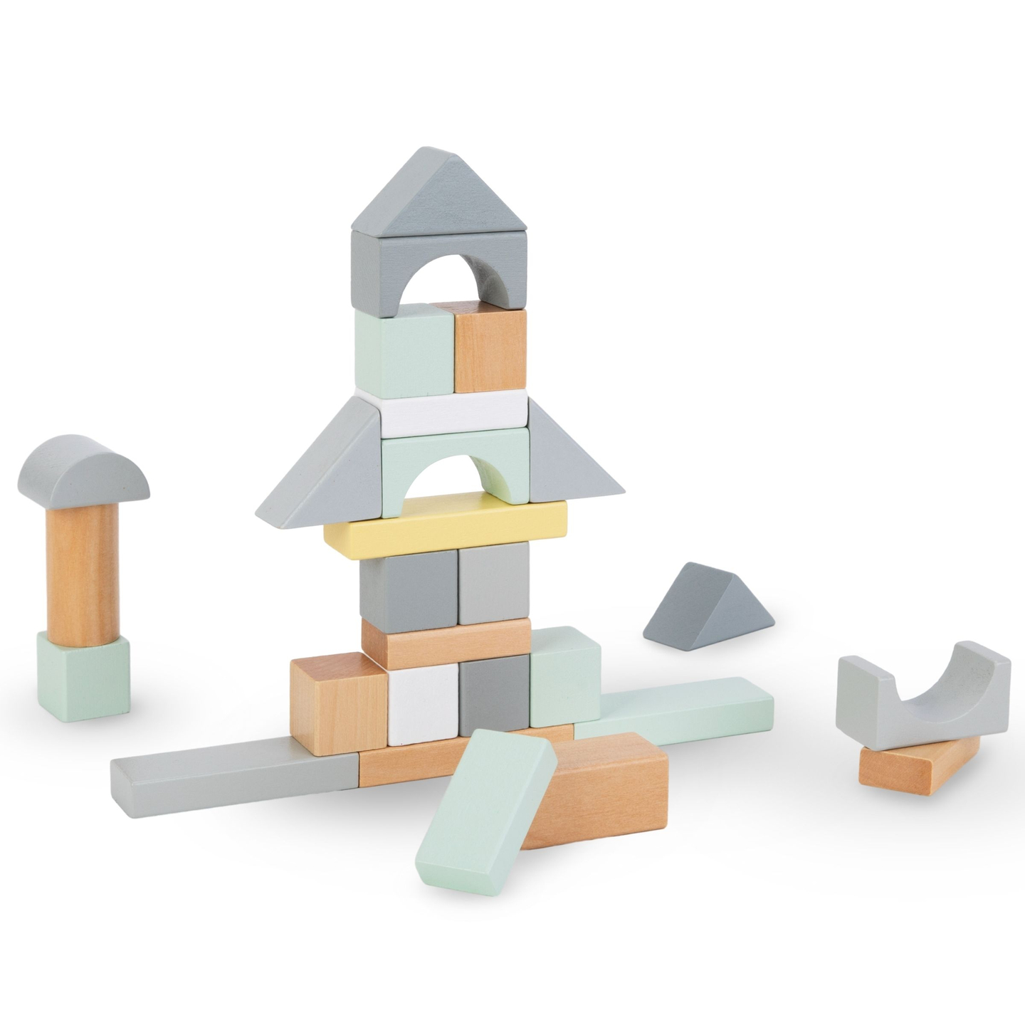 Pastelfarvede træklodser - sæt med 100 XL-klodser