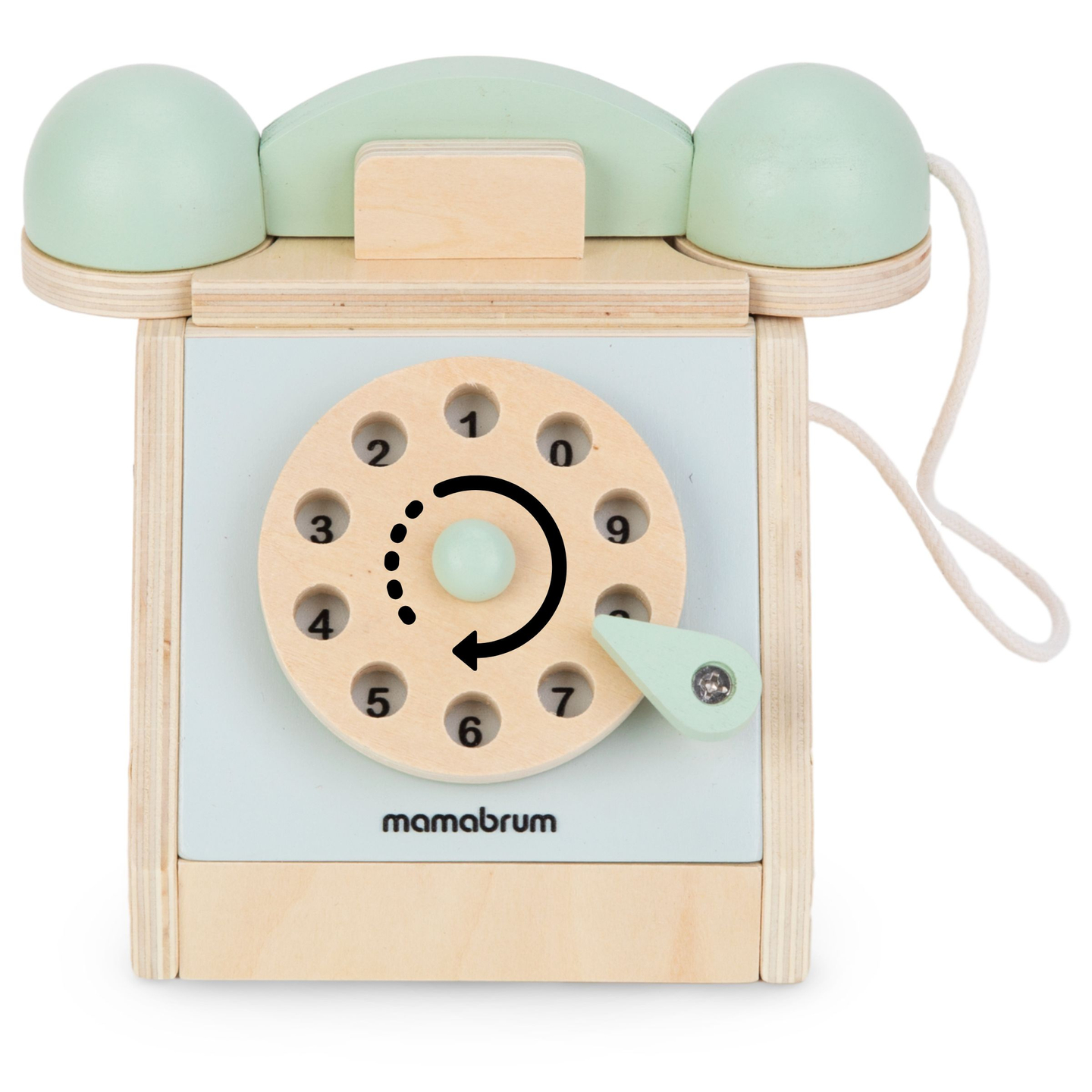 Retro telefon i træ - mint