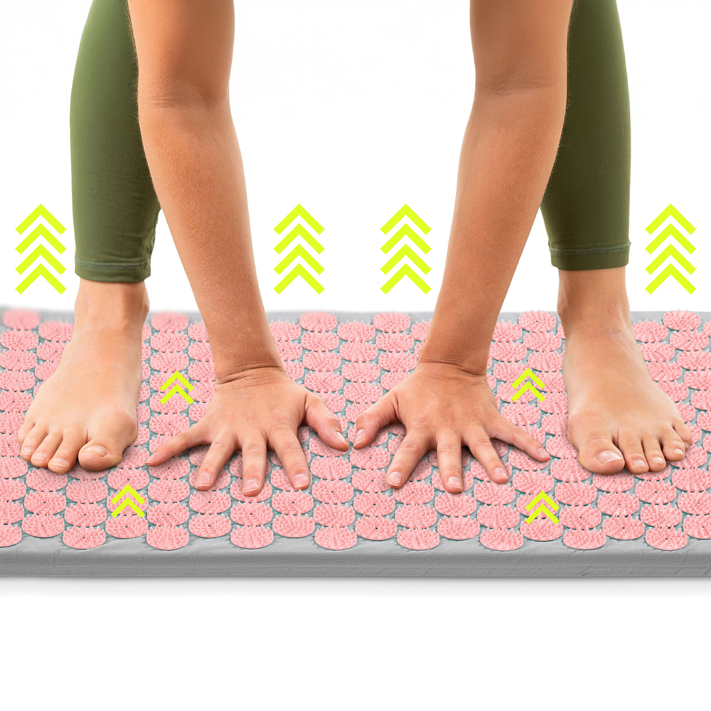 Akupressurmåtte med pude og betræk - 72 cm HyperMotion grå og pink