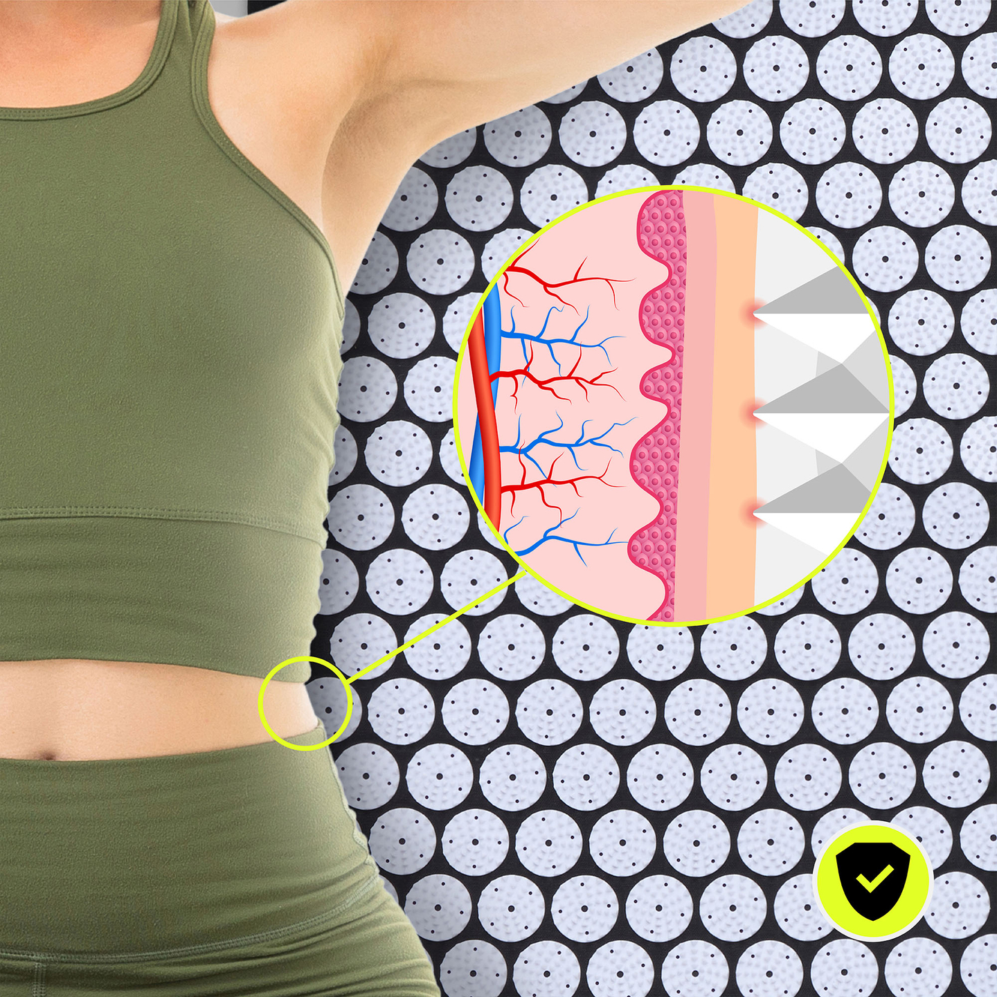 Stor akupressurmåtte med pude og betræk - 130 cm HyperMotion sort og hvid