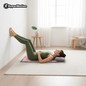 ECO akupressurmåtte i hør med kokosfibre og boghvedepude – 68 cm HyperMotion grå og pink