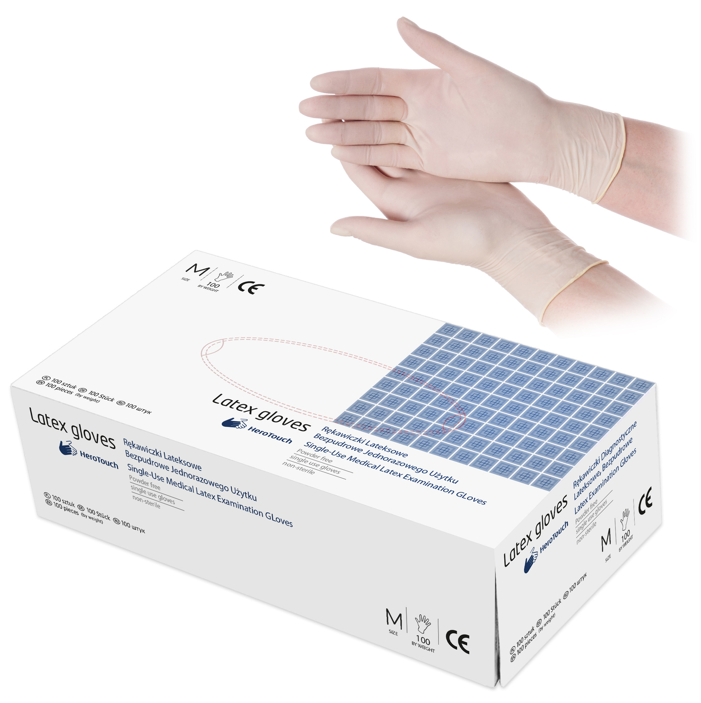 Medicinske latexhandsker - pudderfri - 100 stk - størrelse M