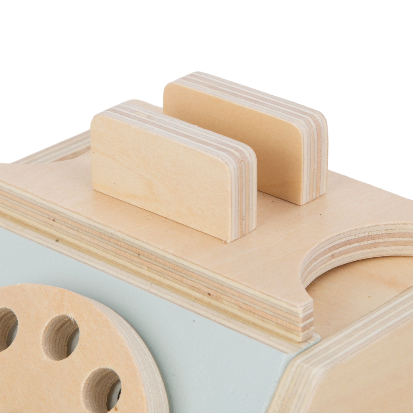 Retro telefon i træ - mint