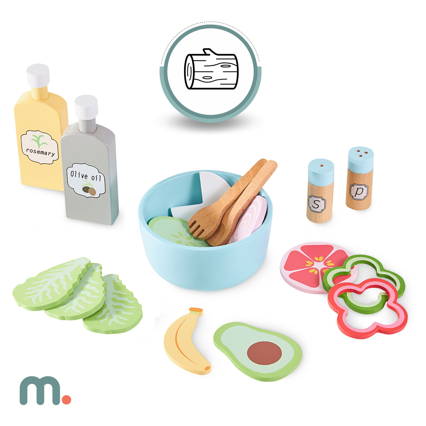 XXXXL stort interaktivt køkken i træ med LED-belysning, vaskemaskine, mikrobølgeovn, kaffemaskine og frugt- og grøntsagssæt - 50 elementer