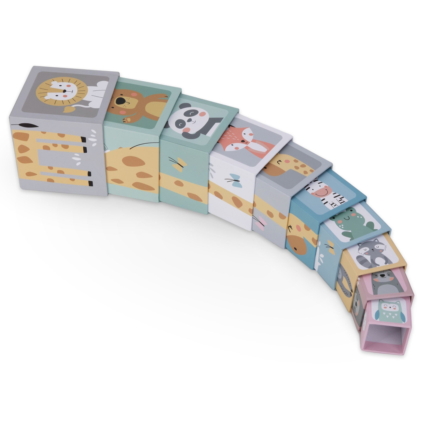 Puslespilstårn til børn 10 brikker - tal og dyr