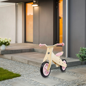Trehjulet cykel og balancecykel i træ 2in1 - HyperMotion PERCY - pink