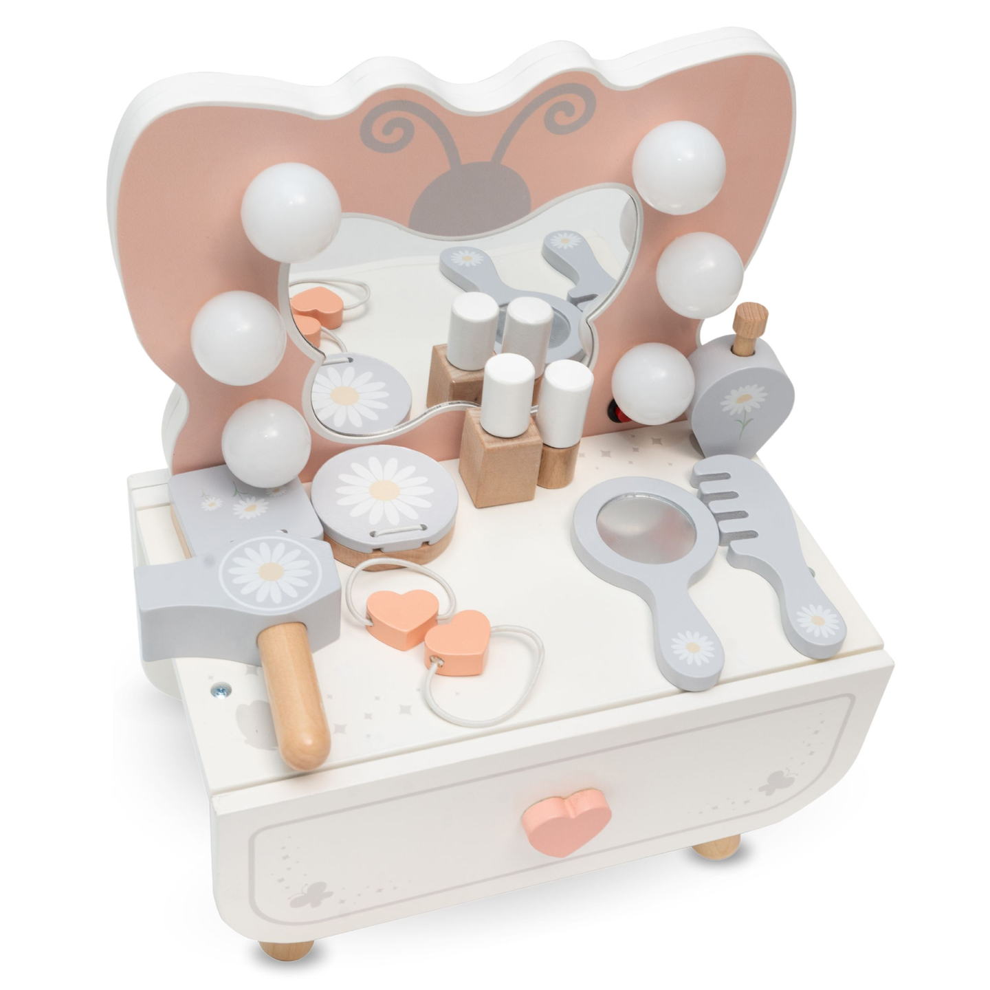 Mini toiletbord i træ med LED-belysning - Butterfly