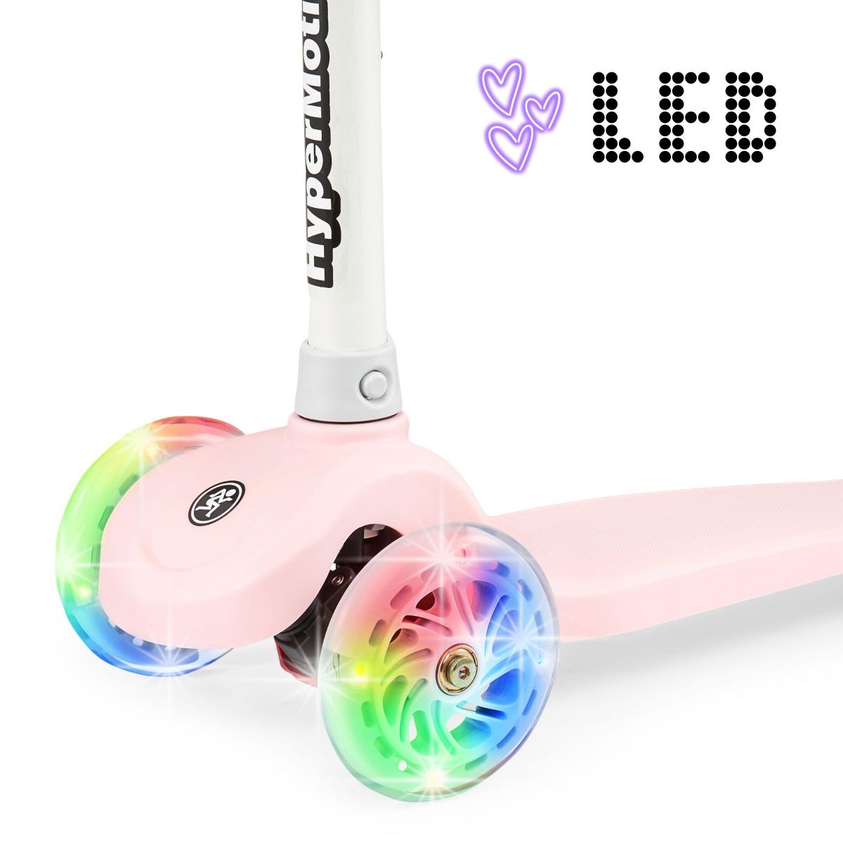 TRINGO trehjulet balancescooter, 3-8 år gammel - pink + lysende LED hjul