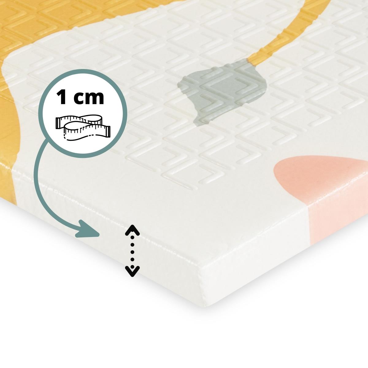 Dobbeltsidet foldbar skummåtte 180 x 120 x 1 cm - Exotic Elephants/Delicate Grey