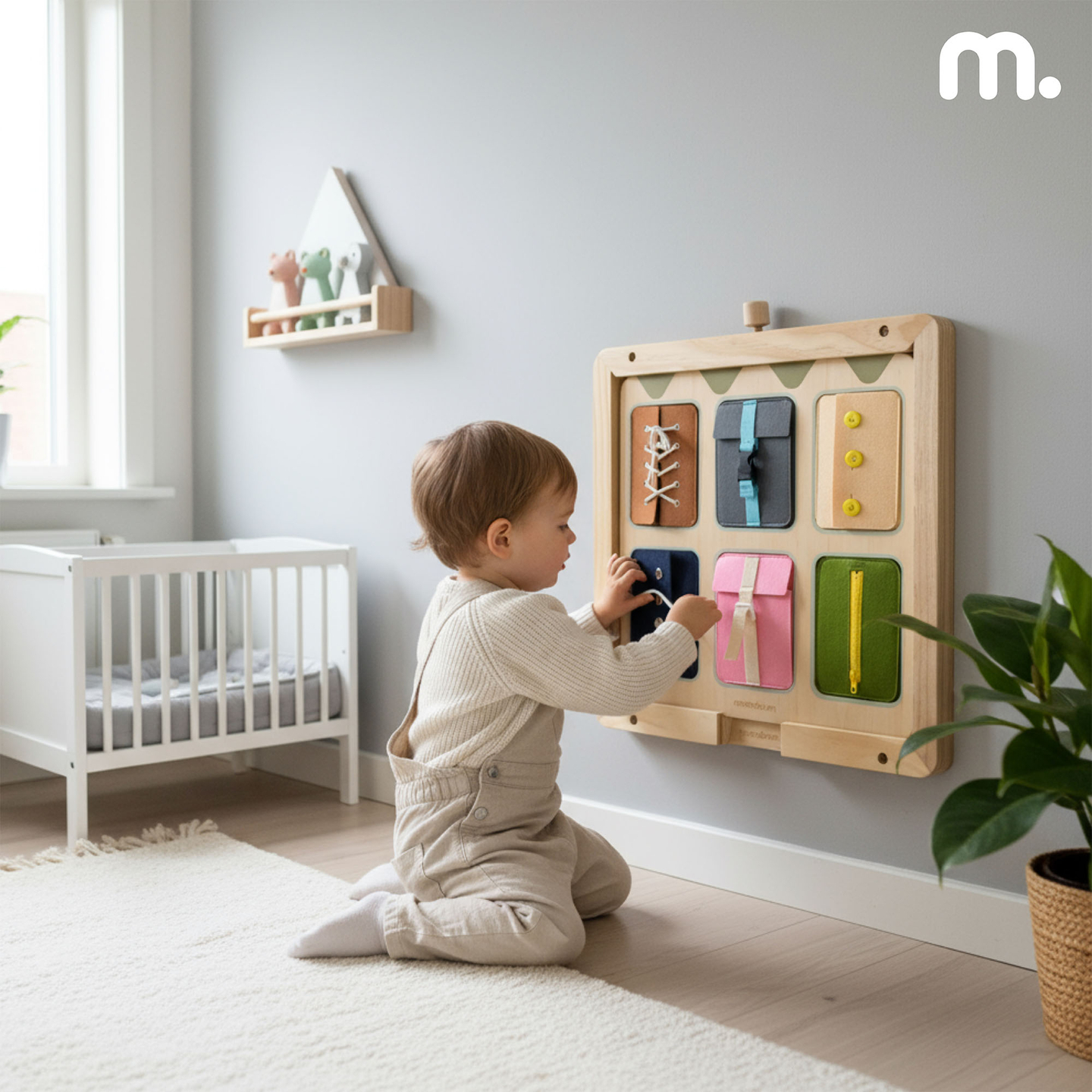 Montessori manipulationsbræt i træ – Sensorisk læring af uafhængighed – snørebånd, spænder, knapper, tryklåse, lynlås