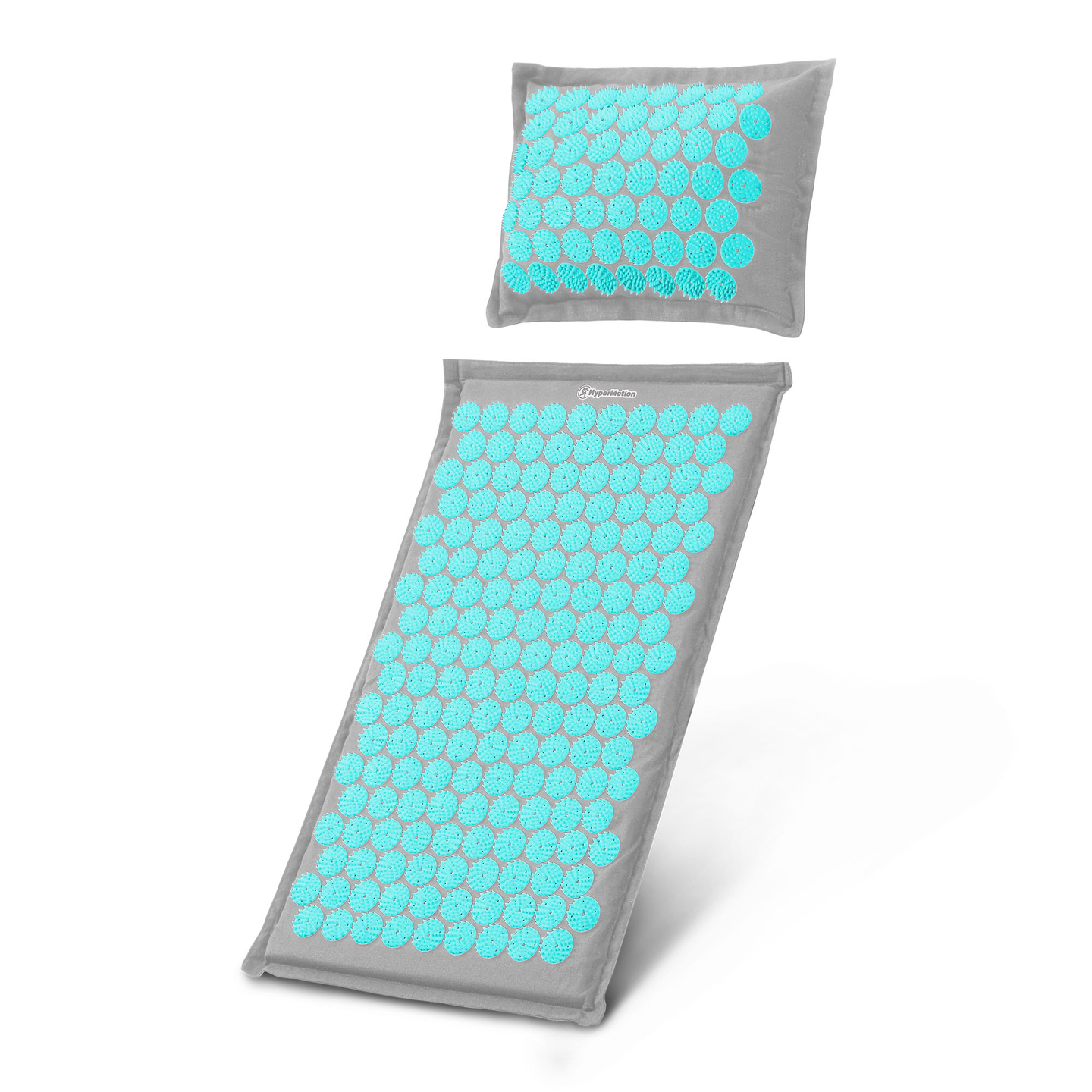 ECO akupressurmåtte i linned med kokosfibre og boghvedepude – 68 cm HyperMotion grå-mint