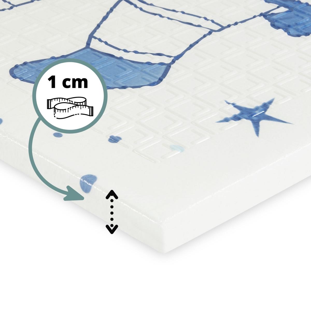 Dobbeltsidet foldbar skummåtte 180 x 120 x 1 cm - Cosmos/Geometriske trekanter