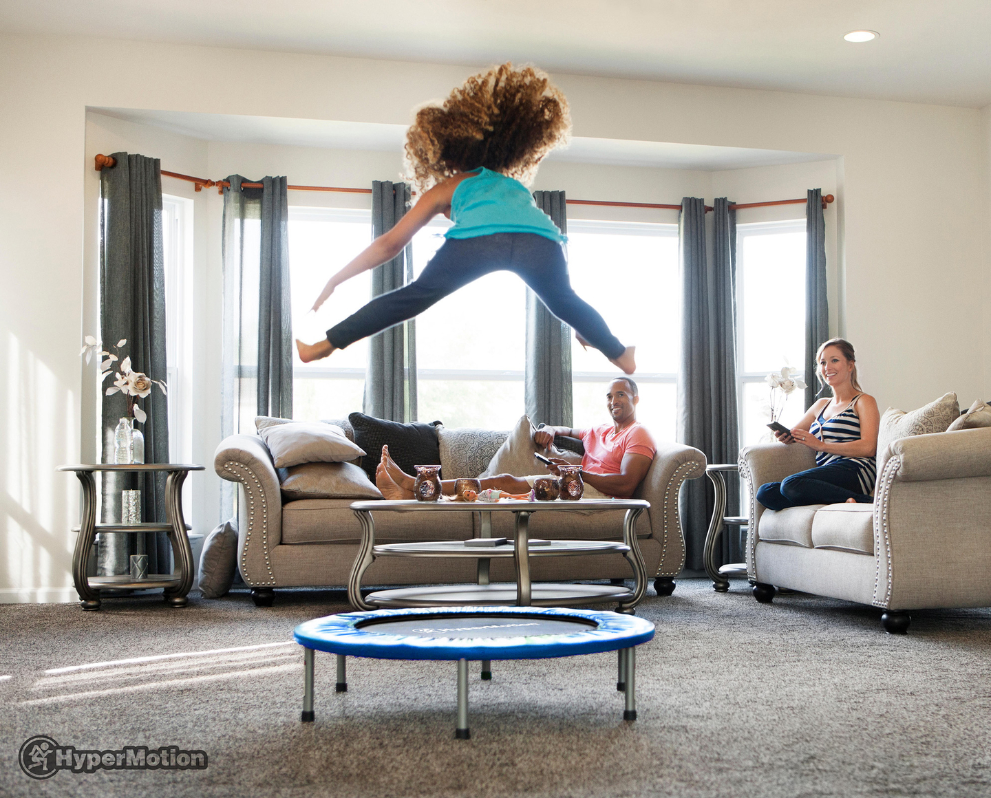 Mini trampolin til børn og voksne - op til 50kg - 91cm - til hjemmet og haven