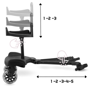 Barnevognsforlænger med justerbart sæde og universelt fastgørelsessystem - Moby-System BUGGY2GO