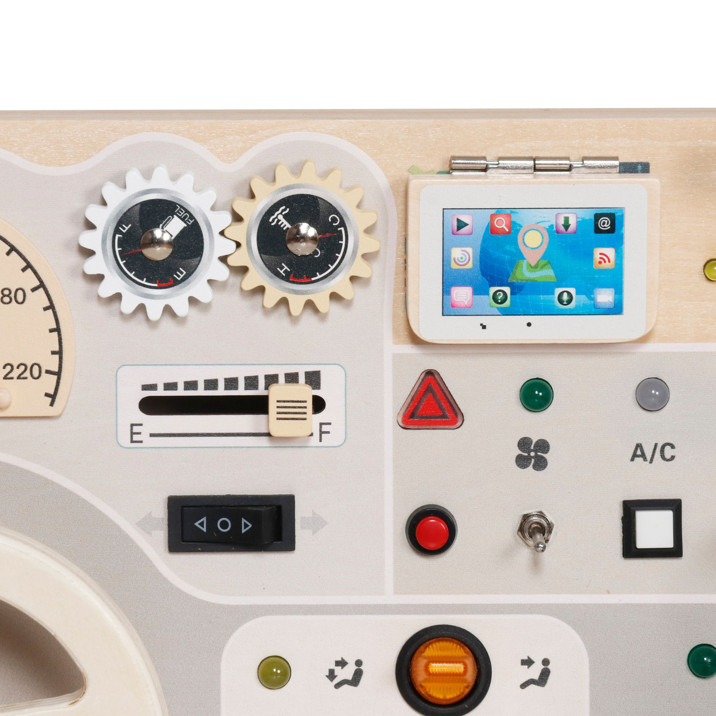 Montessori-legeplade i træ til små børn - bilens instrumentbræt