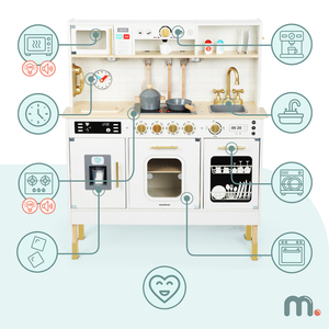 Interaktivt XXL trækøkken med tilbehør og LED-belysning - to-plan