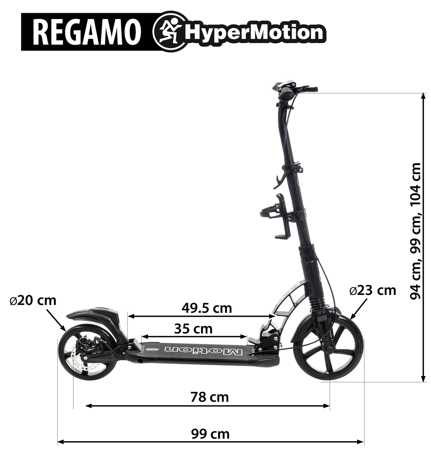 HyperMotion REGAMO scooter til voksne - sort