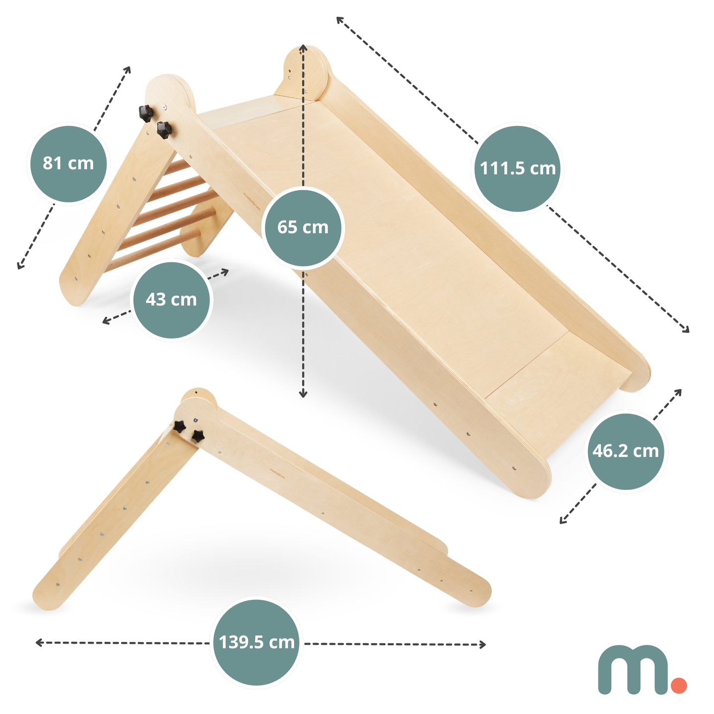 Rutsjebane i træ med stige til børn