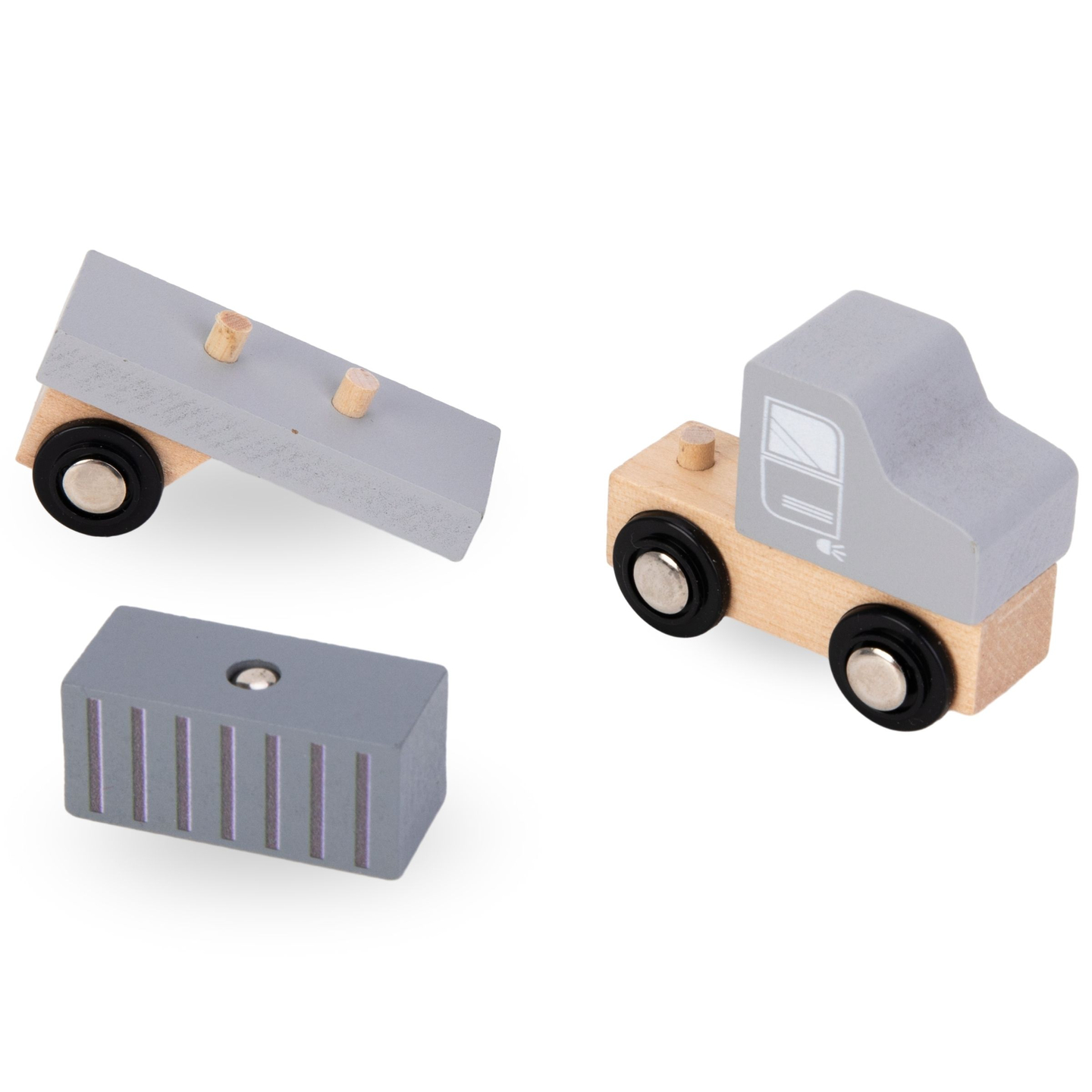 Mobil havnekran med magnetspil og tilbehør - sæt i træ