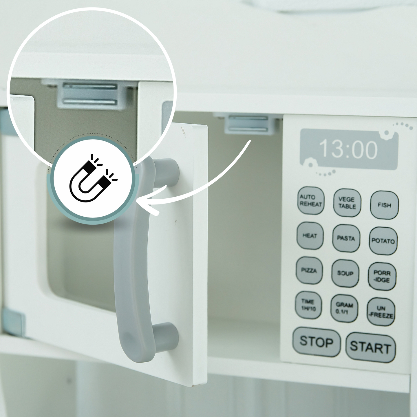 Børnekøkken i træ med mikroovn