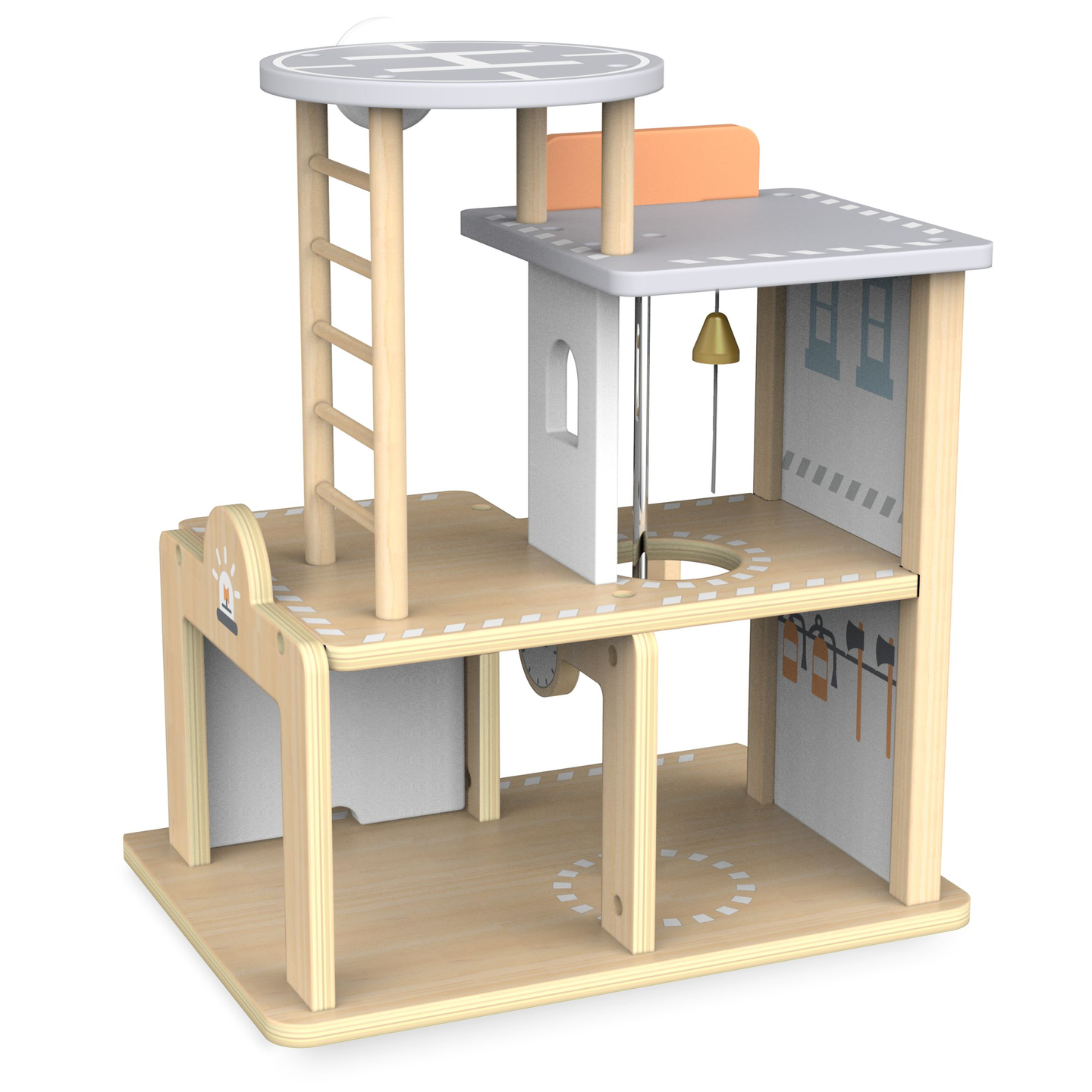 Brandstation i træ med tilbehør, brandvæsen