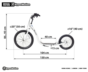 HyperMotion RIVA byscooter med oppustelige hjul på 50 cm og 40 cm