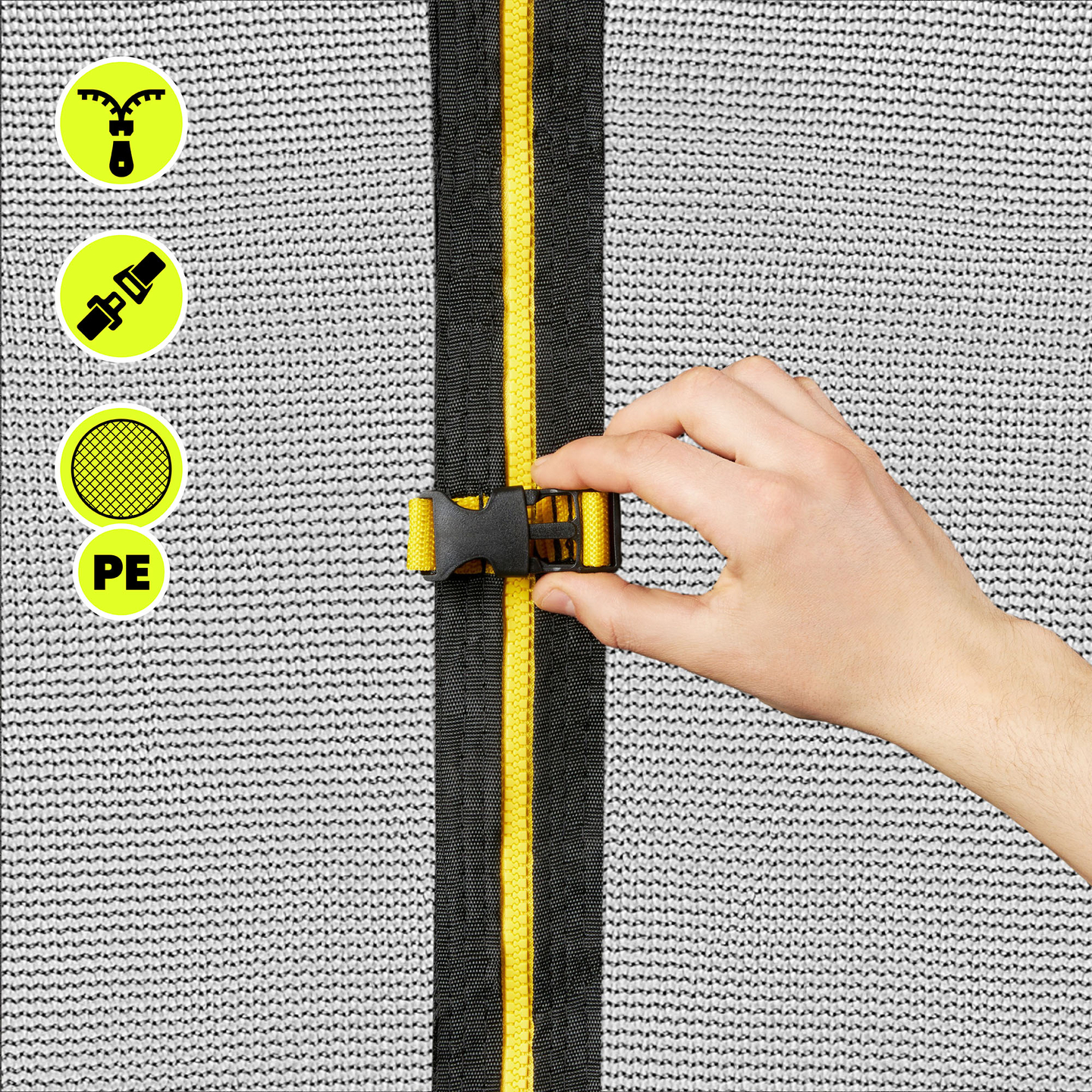 XXL havetrampolin til børn HyperMotion - 366 cm 12FT - med stige og indvendigt net - til hjem og have - 150 kg max.