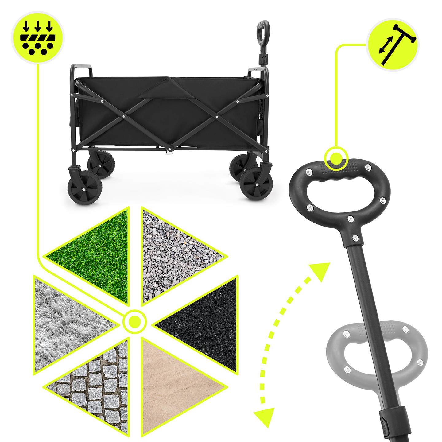 HyperMotion foldbar strandkørestol - sort, 80 kg