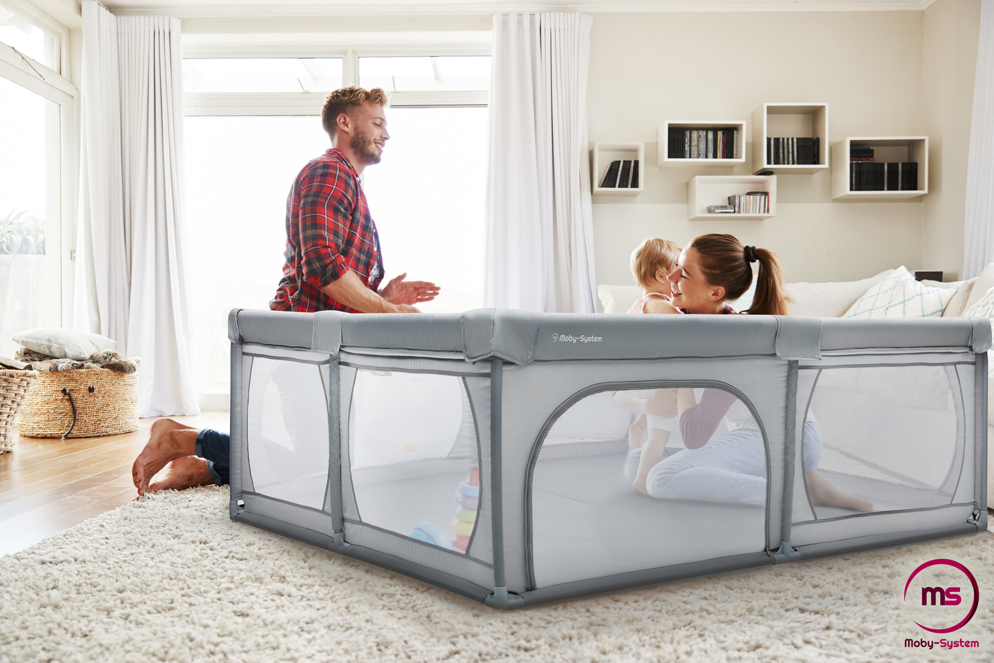 Stor løbegård 200 cm x 180 cm - baby legeplads, tørt bassin